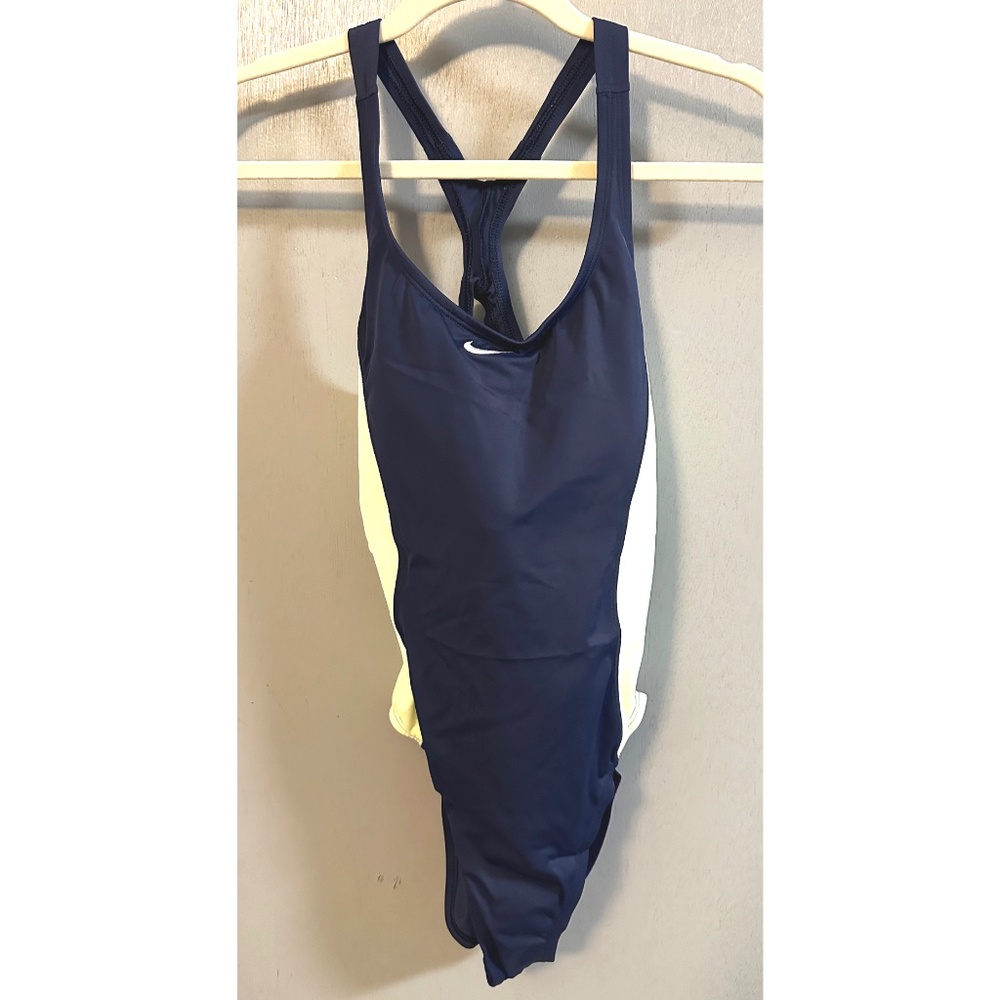 Nike Athletic Racing One-Piece Swimsuit Women’s Size L Black Green NESS9362 New